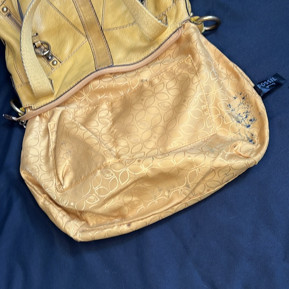 Fossil Mustard Yellow Double Strap Distressed Lea… - image 7